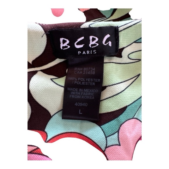 Vintage Y2K BCBG Floral Ruched V-Neck Cap sleeve Dress Size L - Picture 5 of 6